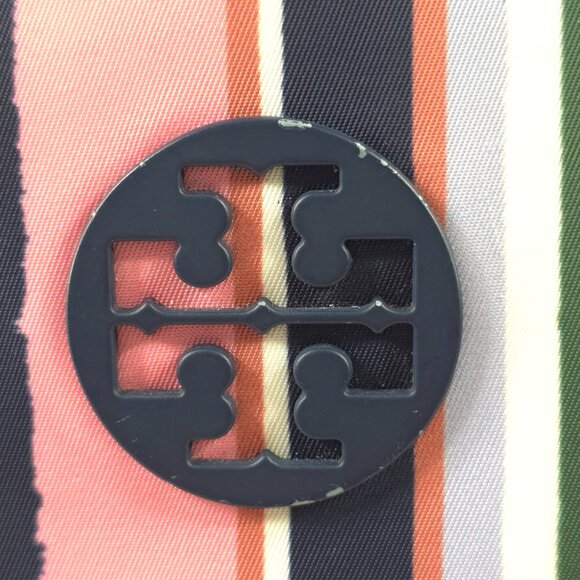 TORY BURCH TILDA STRIPED NYLON MEDIUM BACKPACK WITH ZIP CLOSURE NAVY BLUE PINK.. - Picture 3 of 16